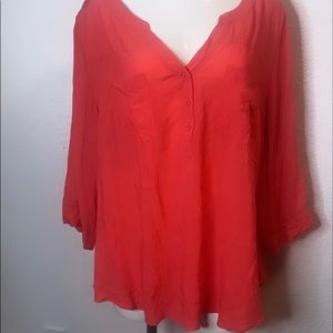 TORRID BUTTON-TAB SLEEVES CHALLIS BLOUSE 2X